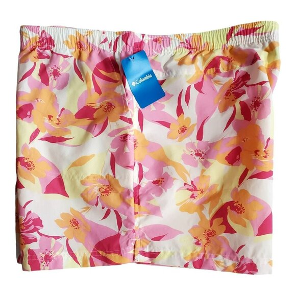 New Columbia Shorts Tropical Floral Pink Yellow Orange Womens 2X XXL Hawaiian - Picture 3 of 15